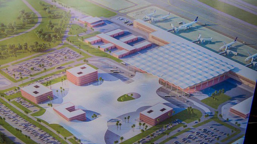 An artistic impression the proposed international airport in Bugesera District. The resuming of the construction works on the airport is expected to reflect on the national economy. According to government, the airport will upon completion of the first phase expected in 2022, have the capacity to accommodate up to seven million passengers annually. File