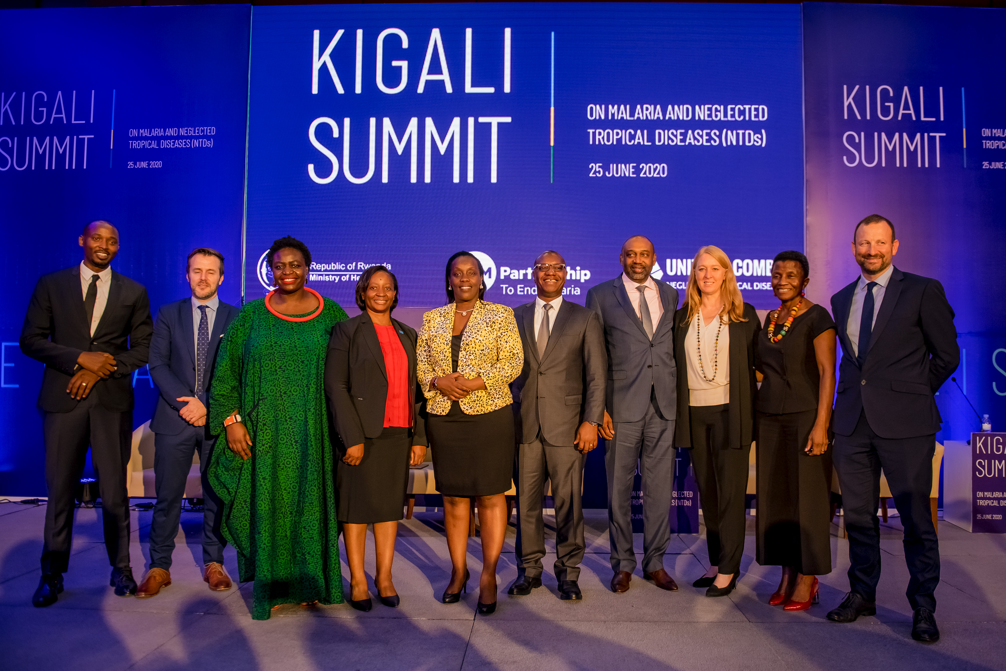 Participants of the launch of Kigali Summit on Malaria and NTDs pose for a group photo. 