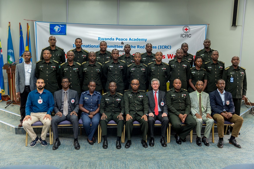 Participants of Military in Internal Security Operations workshop pose for a group photo at the Rwanda Peace Academy premises in Musanze District on Monday, January 27th 2020. 