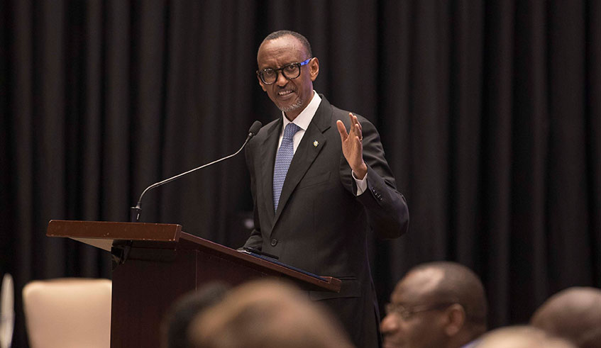 President Kagame addressing members of the diplomatic corps accredited to Rwanda and other invited guests during the Diplomatic Luncheon that was held at Kigali Convention Centre on Wednesday, January 29. The luncheon is an annual event that is held normally at the beginning of the year. 