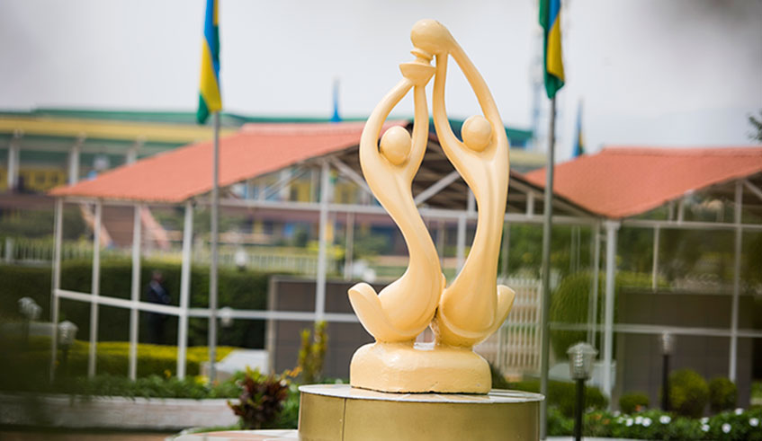 A statue at the National Heroesu2019 Mausoleum in Remera where the national heroes are laid to rest. 
