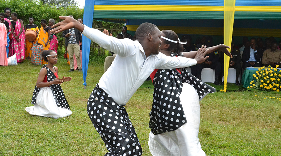 Traditional dancers at the National Heroes Day celebrations in Ruhunda, Gishari Sector in Rwamagana District.