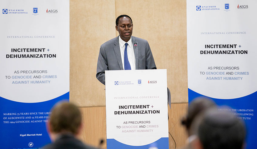 Faustin Ntezilyayo, the Chief Justice, has said that the Government of Rwanda has done a lot to set up mechanisms to hold perpetrators of the Genocide against the Tutsi and other crimes against humanity to account. He was speaking yesterday in Kigali during an event to mark the 75th anniversary of the end of the Jewish Holocaust, in 1945. Genocide scholars called for zero tolerance to extremist tendencies. / Photo: Emmanuel Kwizera.