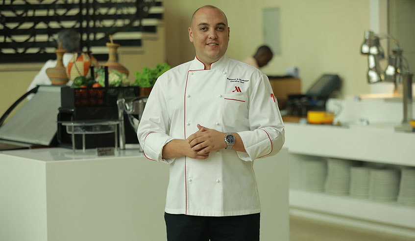 The New Executive Chef at Kigali Marriott Hotel, Stephanus Oberholzer shares his experience during the Interview in Kigali. (Photos: Craish Bahizi)
