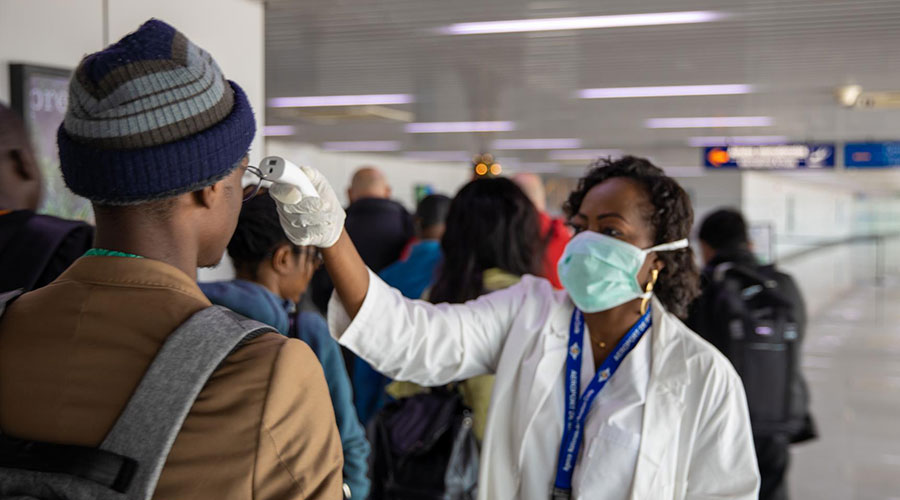 Passenger screening at Maya Maya International airport, Brazzaville, Republic of Congo. 
