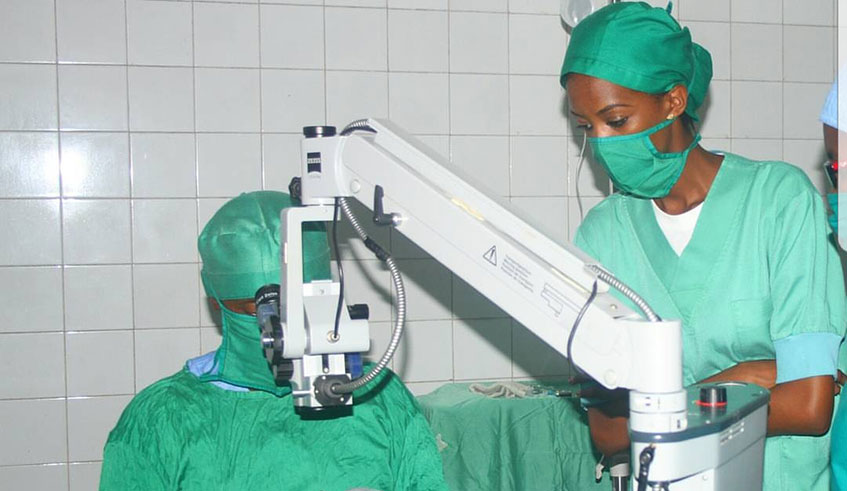 Miss Rwanda 2017, Elsa Iradukunda (R), organises a free cataracts surgery for adults every year in partnership with Kabgayi Hospital.