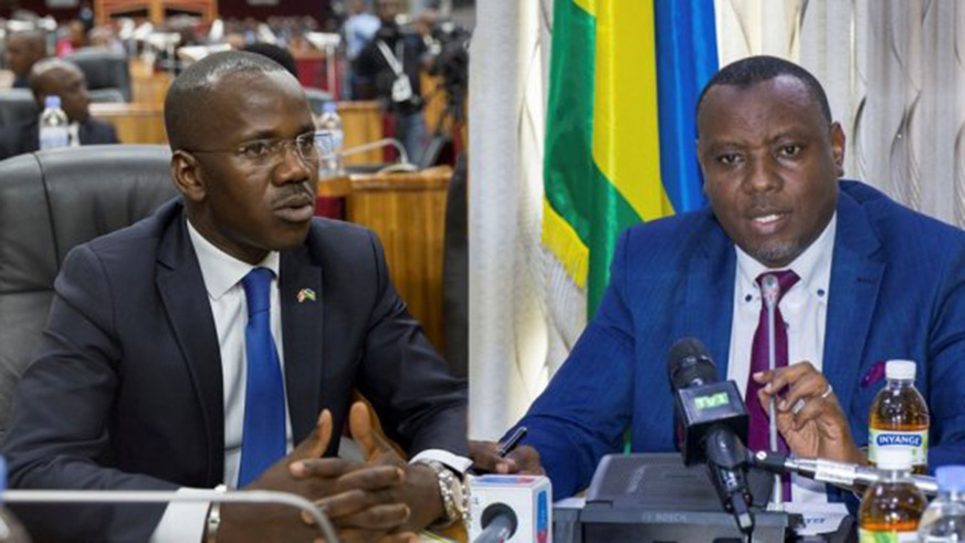 Ministers Evode Uwizeyimana (left) and Dr Isaac Munyakazi (right) resigned yesterday