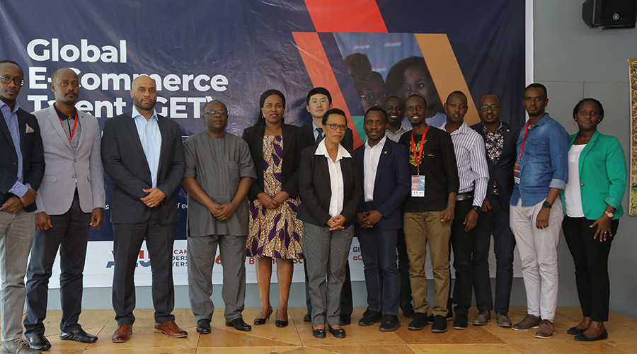 Gaidi Faraj Dean of College ALU (3rd left), Diane Sayinzoga (5th from left) and officials from HEC, Chinese Embassy, and Trade Mark East Africa on the launch event. / Craish Bahizi