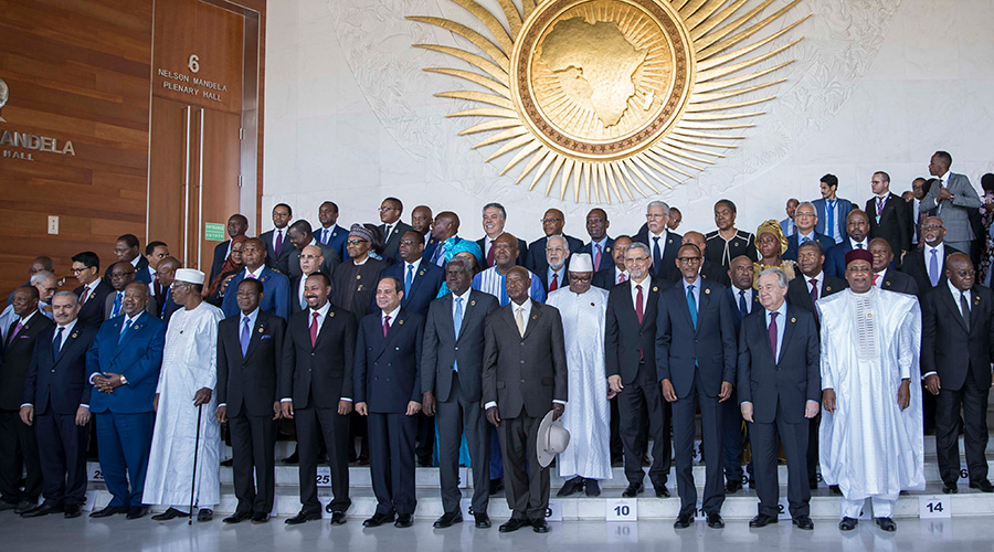 President Kagame with other African Heads of State in a group photo during the ongoing African Union General Assembly. Addressing a session on the progress made towards the AU institutional reforms, President Kagame, who was tasked to champion the process, said substantial progress has been made towards implementing the reforms that are aimed at making the body function more efficiently. 