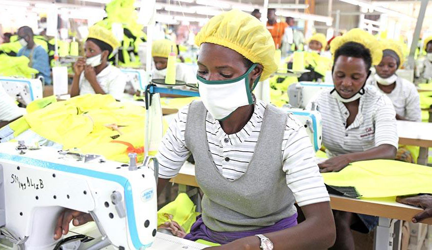 Workers at a local garment factory at Kigali Special Economic Zone in Gasabo District on Thursday, July 19, 2018. / Sam Ngendahimana.