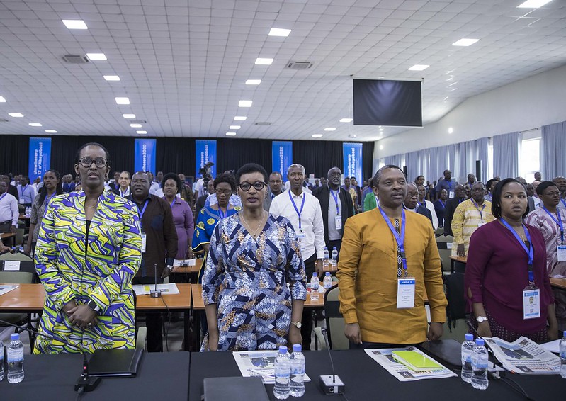 President Kagame addresses leaders at the 17th edition of the National Leadership Retreat at the Rwanda Defence Force Combat Training Centre in Gabiro, Gatsibo District where he tipped them on values and character. / Village Urugwiro