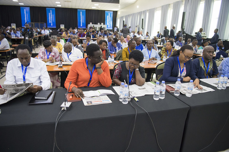 President Kagame addresses leaders at the 17th edition of the National Leadership Retreat at the Rwanda Defence Force Combat Training Centre in Gabiro, Gatsibo District where he tipped them on values and character. / Village Urugwiro