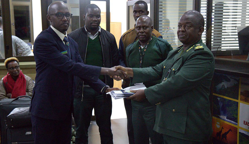 Some of the 15 Rwandans handed over to Rwanda at Kagitumba Border post on February 19. / Craish Bahizi.
