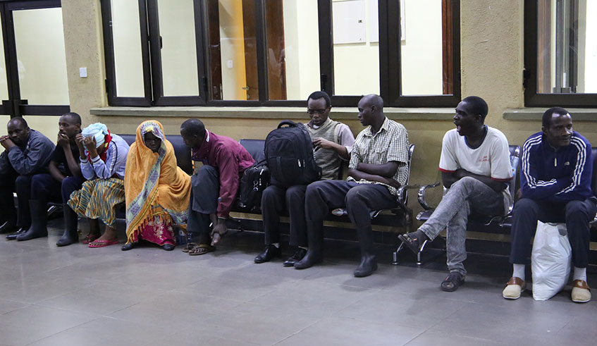 Some of the 15 Rwandans handed over to Rwanda at Kagitumba Border post on February 19. / Craish Bahizi.