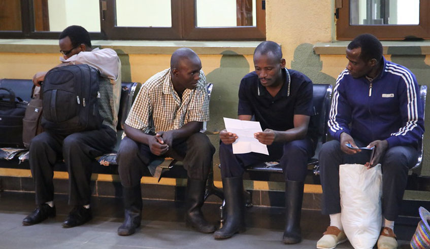 Some of the 15 Rwandans handed over to Rwanda at Kagitumba Border post on February 19. / Craish Bahizi.