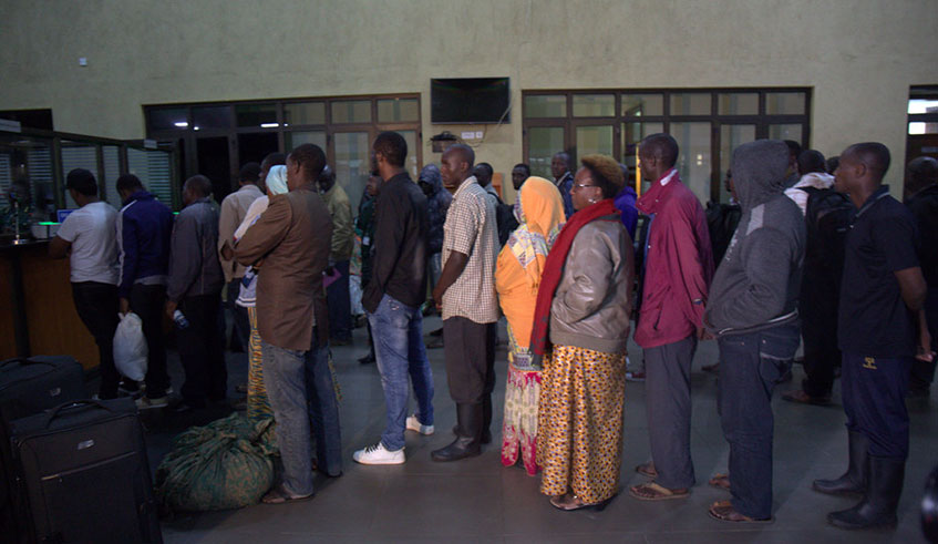 Some of the 15 Rwandans handed over to Rwanda at Kagitumba Border post on February 19. / Craish Bahizi.