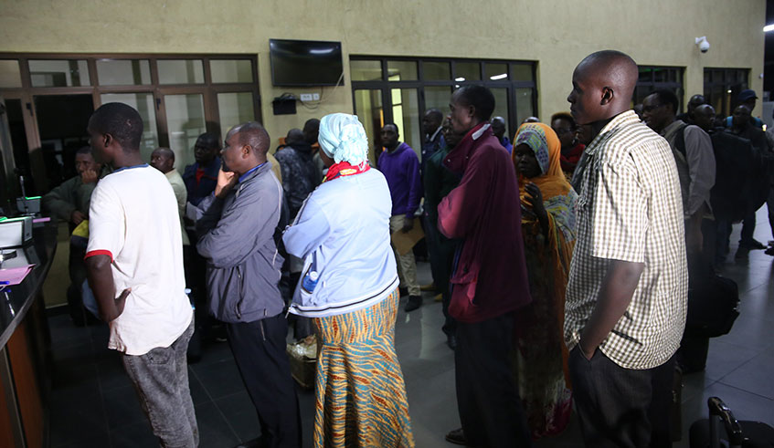 Some of the 15 Rwandans handed over to Rwanda at Kagitumba Border post on February 19. / Craish Bahizi.
