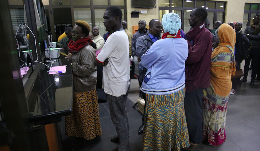 Some of the 15 Rwandans handed over to Rwanda at Kagitumba Border post on February 19. / Craish Bahizi.
