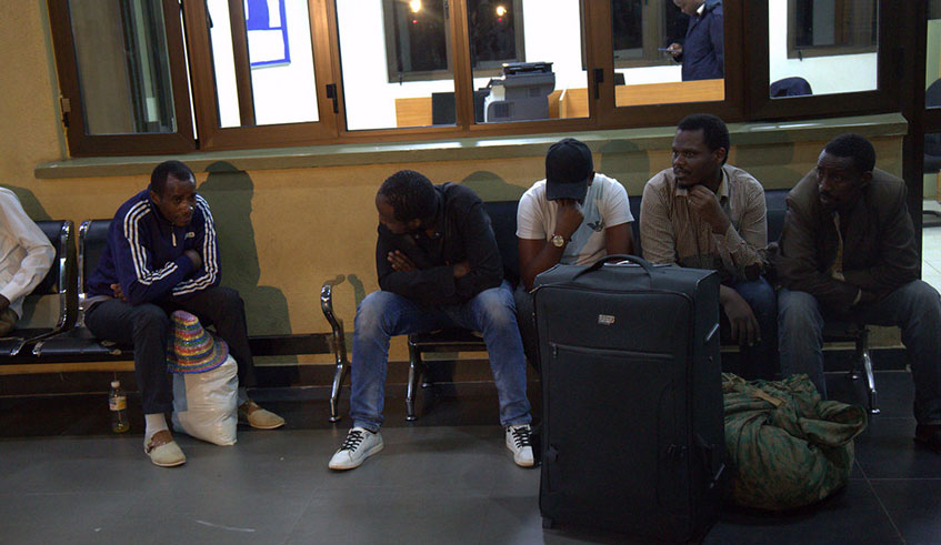Some of the 15 Rwandans handed over to Rwanda at Kagitumba Border post on February 19. / Craish Bahizi.