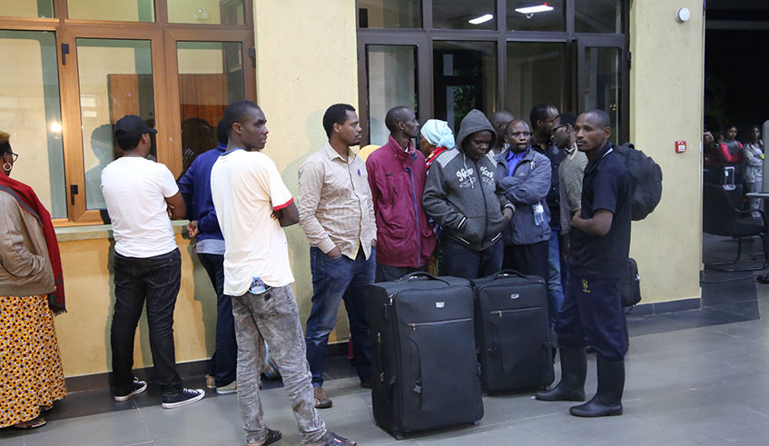 Some of the 15 Rwandans handed over to Rwanda at Kagitumba Border post on February 19. / Craish Bahizi.