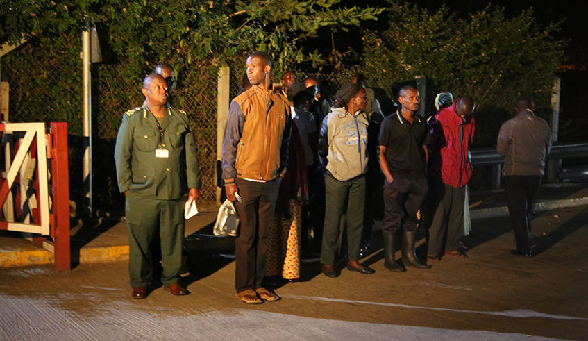 Some of the 15 Rwandans handed over to Rwanda at Kagitumba Border post on February 19. / Craish Bahizi.