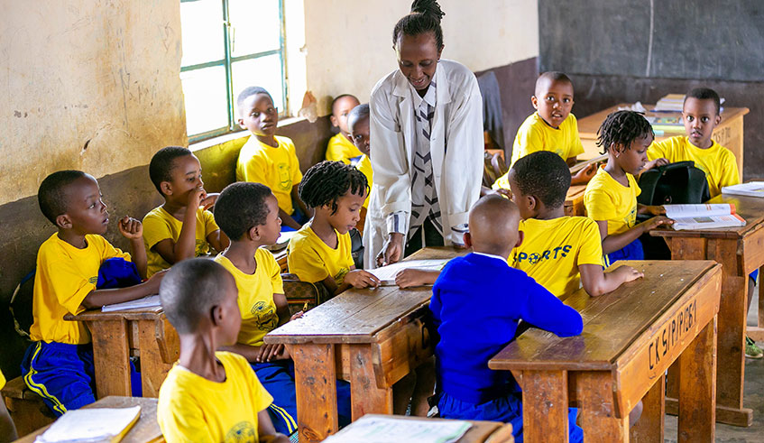 Pupils of Groupe Scolaire Camp Kigali in class on February 7. / Photo: Emmanuel Kwizera.