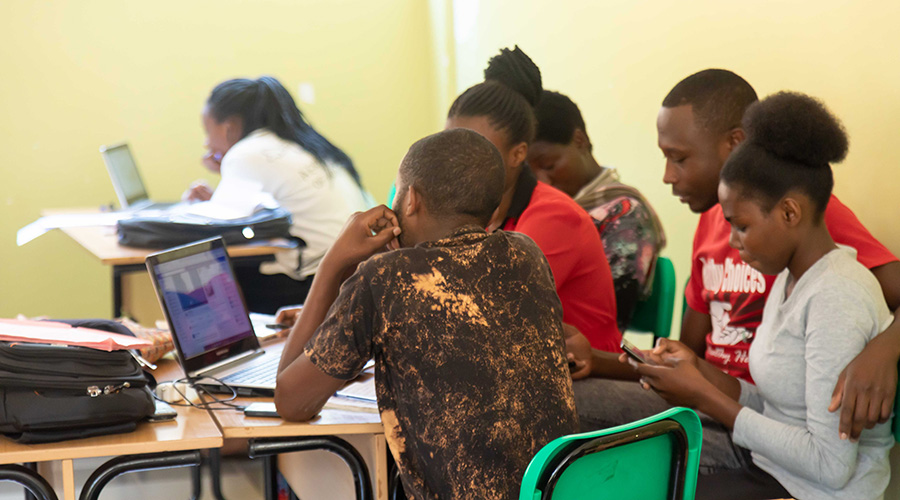 A group of people who are using internet in Kigali on January 21, 2020. 