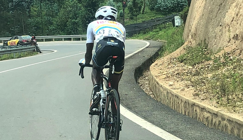 Moise Mugisha (second), seen here part of a breakaway group in Stage 4 on Wednesday, is making his third Tour du Rwanda appearance since the 2018 debut./  Photo: Courtesy.