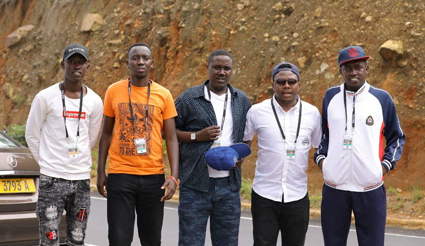 Moise Mugisha (second), seen here part of a breakaway group in Stage 4 on Wednesday, is making his third Tour du Rwanda appearance since the 2018 debut./  Photo: Courtesy.