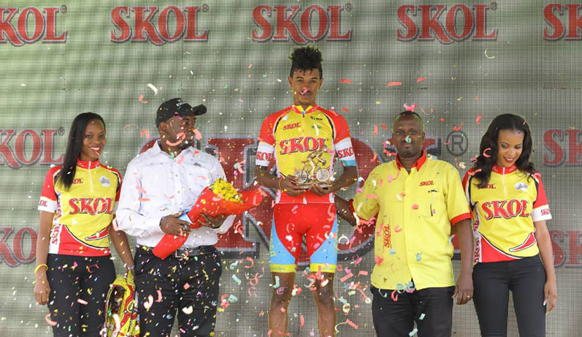 Moise Mugisha (second), seen here part of a breakaway group in Stage 4 on Wednesday, is making his third Tour du Rwanda appearance since the 2018 debut./  Photo: Courtesy.