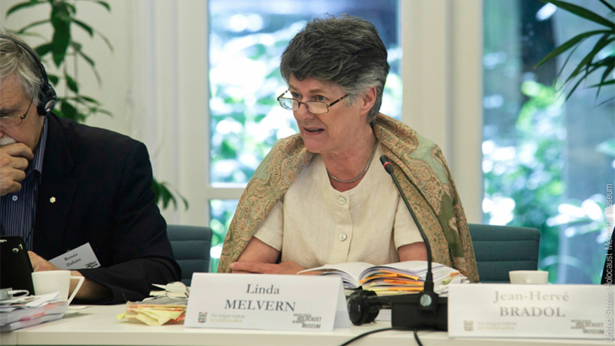 Linda Melvern speaks at a past event. In her latest book, titled u2018Intent to Deceive: Denying the Rwandan Genocideu2019, she warns that the core group of those who organised, paid for and perpetrated the killings remains determined to continue that crime. 