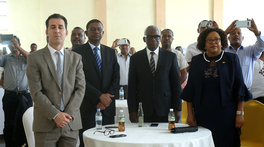 US Ambassador to Rwanda Peter H. Vrooman addresses participants during Ethiopian Day event in Kigali on Saturday. / Craish BahiziÂ 