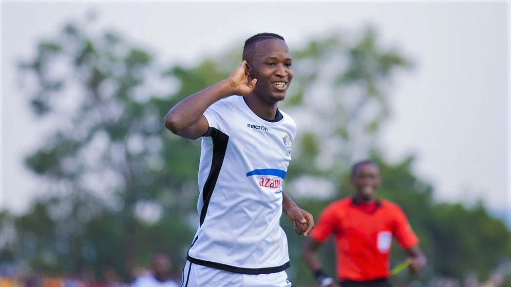 Lague Byiringiro, 20, scored the second goal during APR's thumping 4-0 win over Mukura at Huye Stadium on Saturday. Photo: 