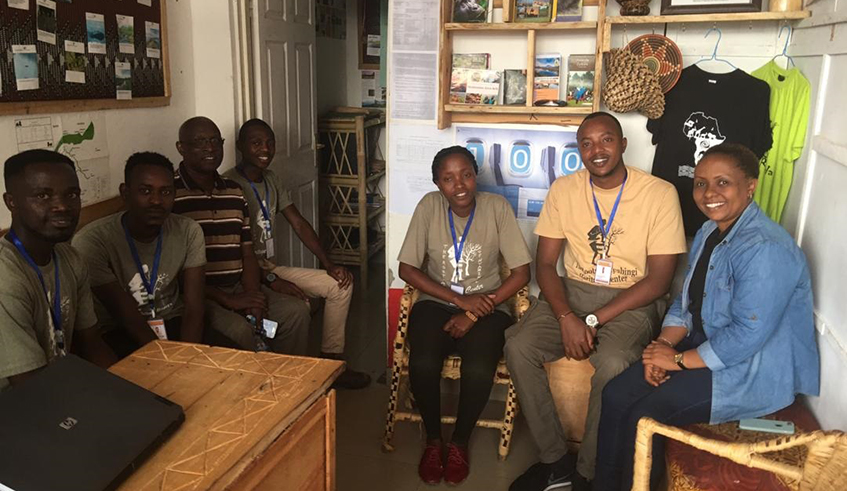Ishimwe with his counterparts at Burera Youth Community. / Courtesy.