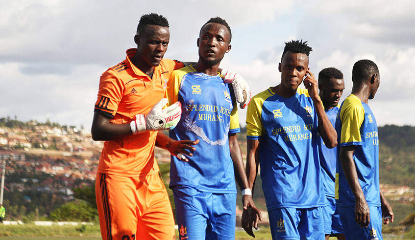 AS Muhanga players during the league match against Gicumbi at Mumena stadium. / Sam Ngendahimana