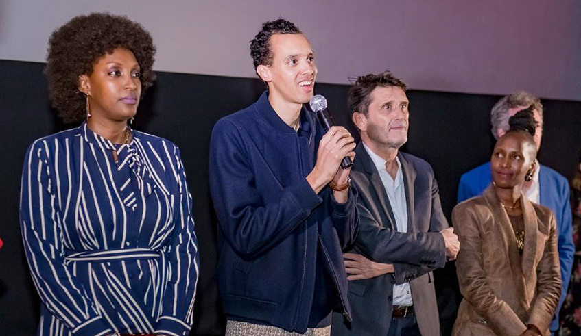 Gau00ebl Faye (2nd left) speaks about Petit Pays during its pre-release at Century Cinema over the weekend./ Photos by Craish Bahizi.
