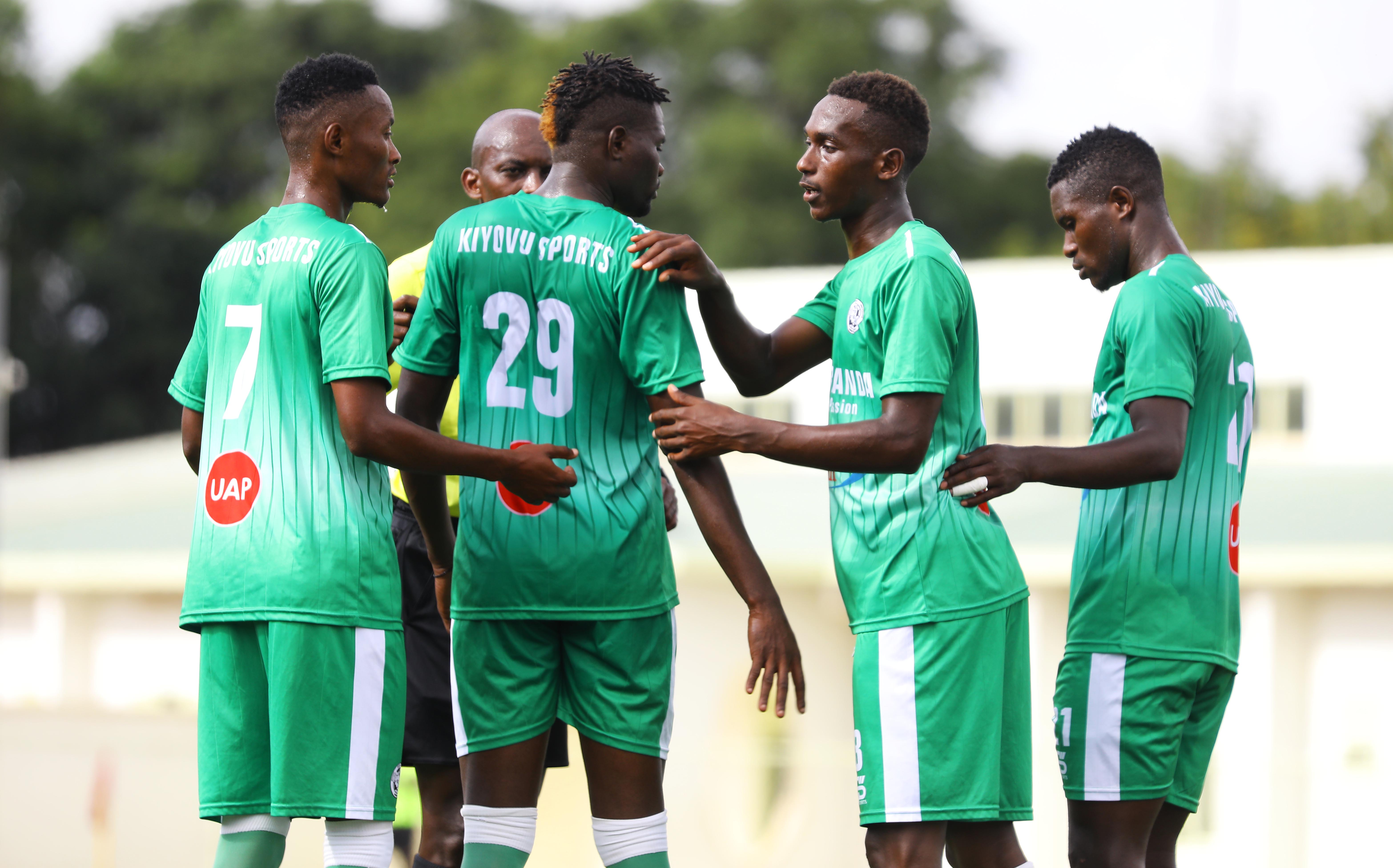 APR FC striker Innocent Nshuti (right) celebrates his lone goal during the league match against SC Kiyovu at Kigali Stadium yesterday. / Sam Ngendahimana.