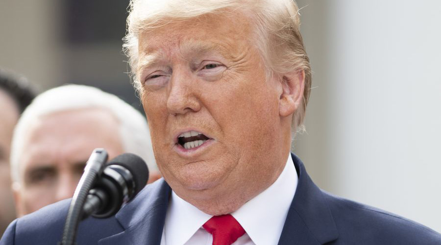 U.S. President Donald Trump addresses a news conference at the White House in Washington D.C., the United States, on March 13, 2020. 