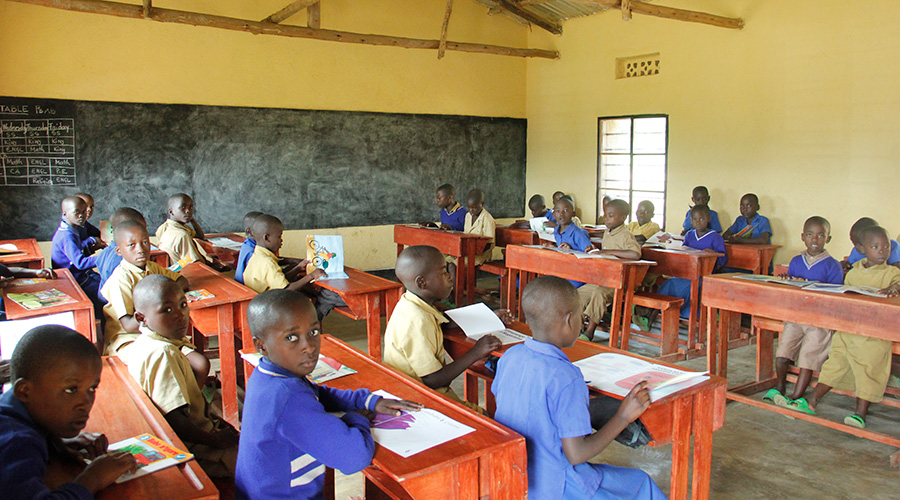 Pupils in a class that was renovated by Dorman Coffee Rwanda on Friday, March 13. 