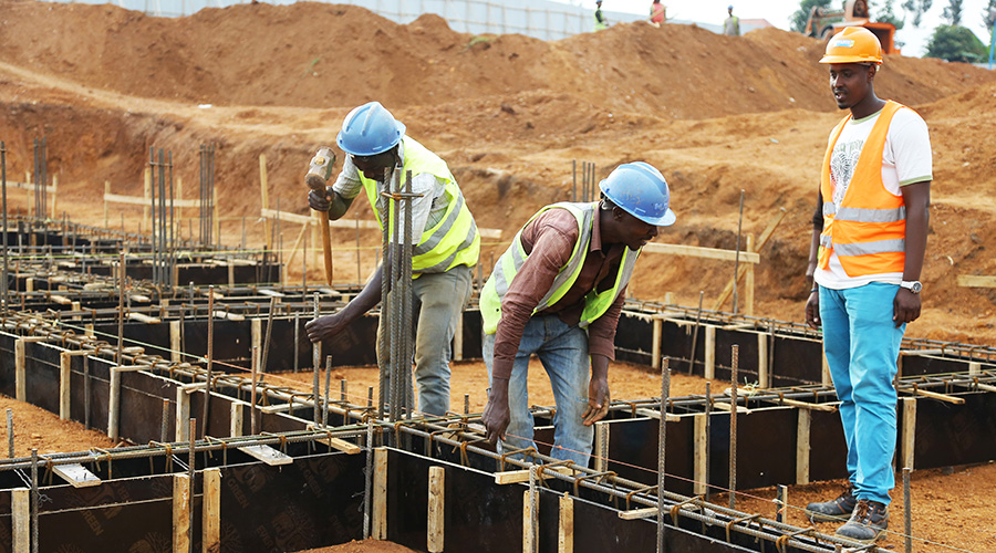 Workers at a construction site in Kigali. COTRAF received 12 cases of issues related to the construction sector in 2018. 