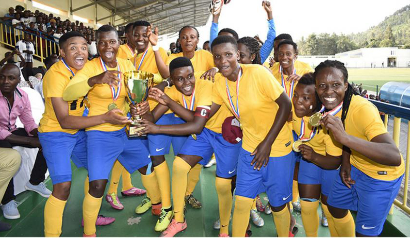 AS Kigali players show off their trophy after winning their 10th league title. The club management said they are now looking for a head coach with top-flight football experience. / File photo.