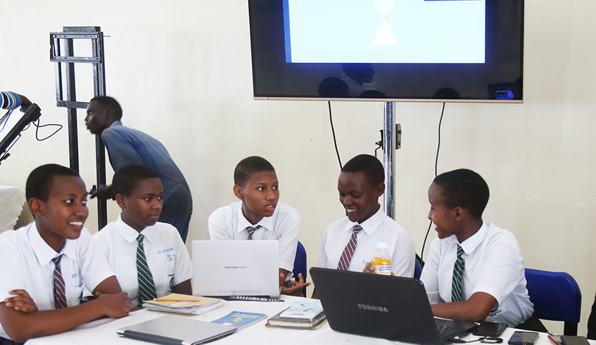 FAWE Girls School students in class before schools were temporarily closed due to the coronavirus outbreak.  Now REB has introduced a YouTube channel to facilitate students and pupils to continue studying from home during the COVID-19 lockdown . / Photo: Craish Bahizi.