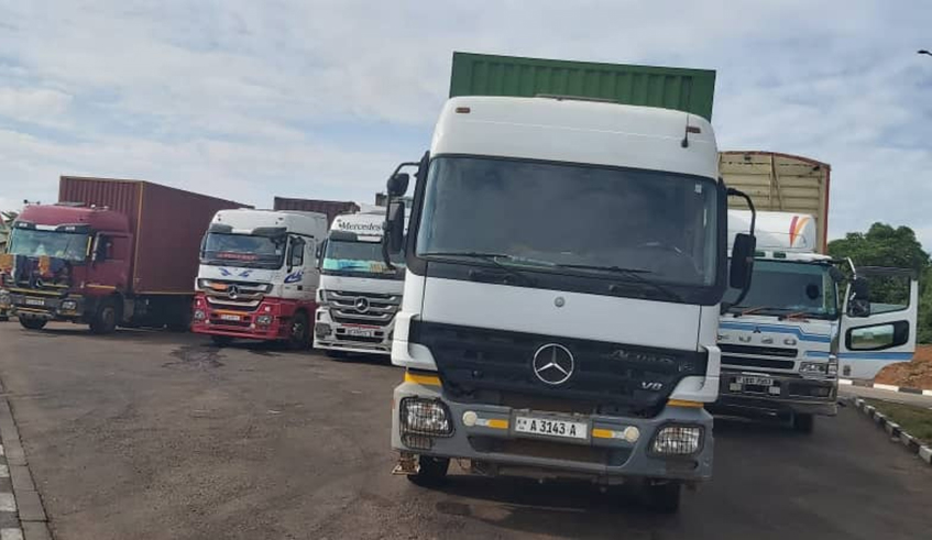 Some of the Burundi-bound cargo that were stranded at Nemba Border Post between Rwanda and Burundi. Authorities in Gitega last week unexpectedly blocked cargo trucks that use Northern Corridor, effectively denying entry to all truckers from the Kenyan port of Mombasa.  / Photo: File.  