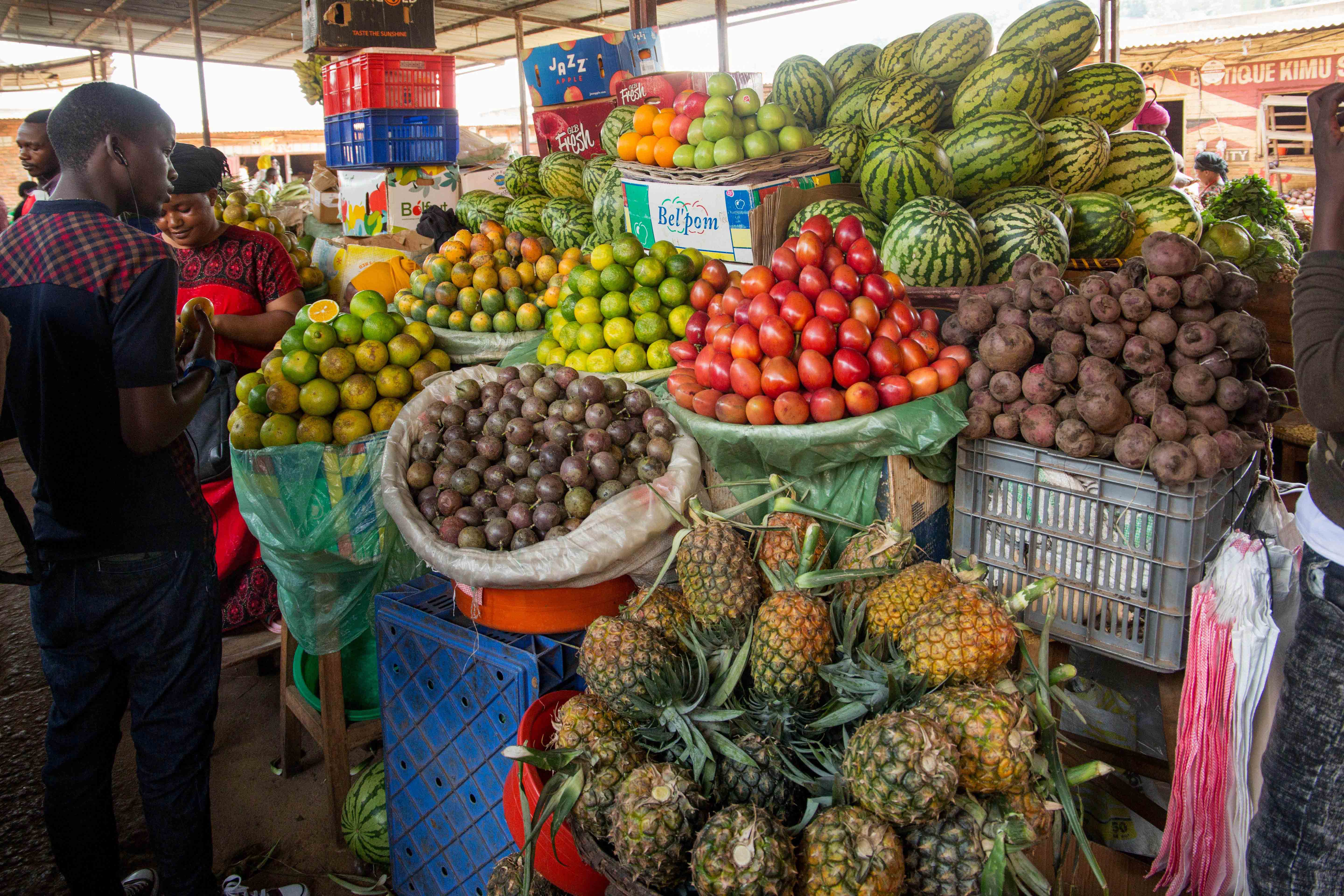 According to fruits sellers at Kimisagara market , there has been a shortage of clients during the lockdown. Dan Nsengiyumva