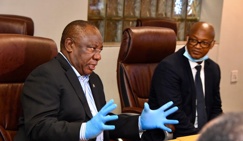 Cyril Ramaphosa, the Africa Union  Chairperson and President of South Africa addresses a press conference on COVID 19(Net)
