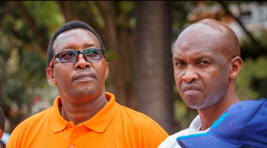 Leandre Karekezi (L), seen here with triathlon federation boss Alexis Mbaraga, is the president of Rwanda Volleyball Federation since 2017. 