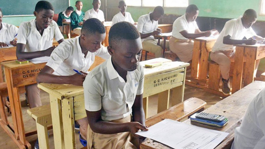 Students during last year's national exams. Data entry clerks for 2019 national exams results are complaining of unpaid wages that they were supposed to get early this year. 