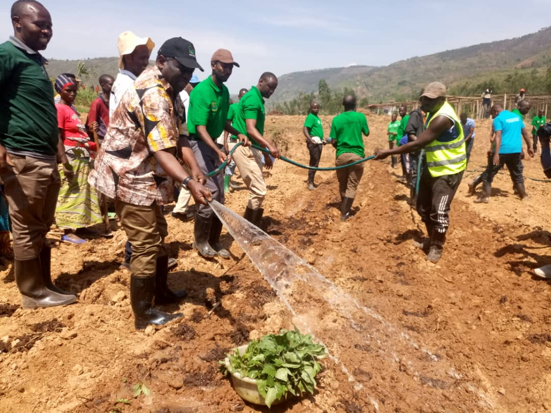 State Minister for Agriculture Fulgence Nsengiyumva   officially launches the Rwf14 billion irrigation project for in Rulindo yesterday. Emmanuel Ntirenganya.