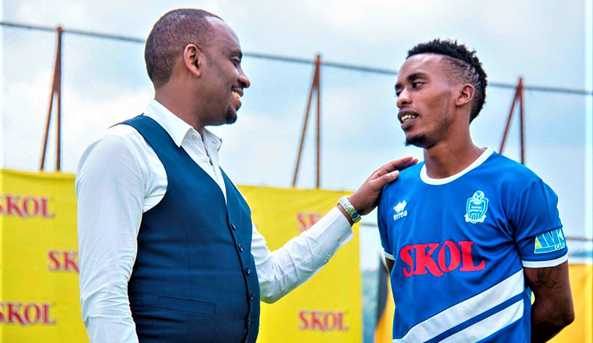 Rayon Sports captain Eric Rutanga (R) and club president, Sadate Munyakazi. / Courtesy