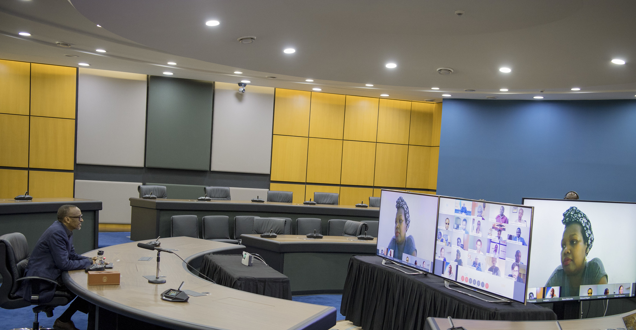 Journalists during the virtual news conference with President Kagame on Monday, April 27. / Photo: Village Urugwiro.